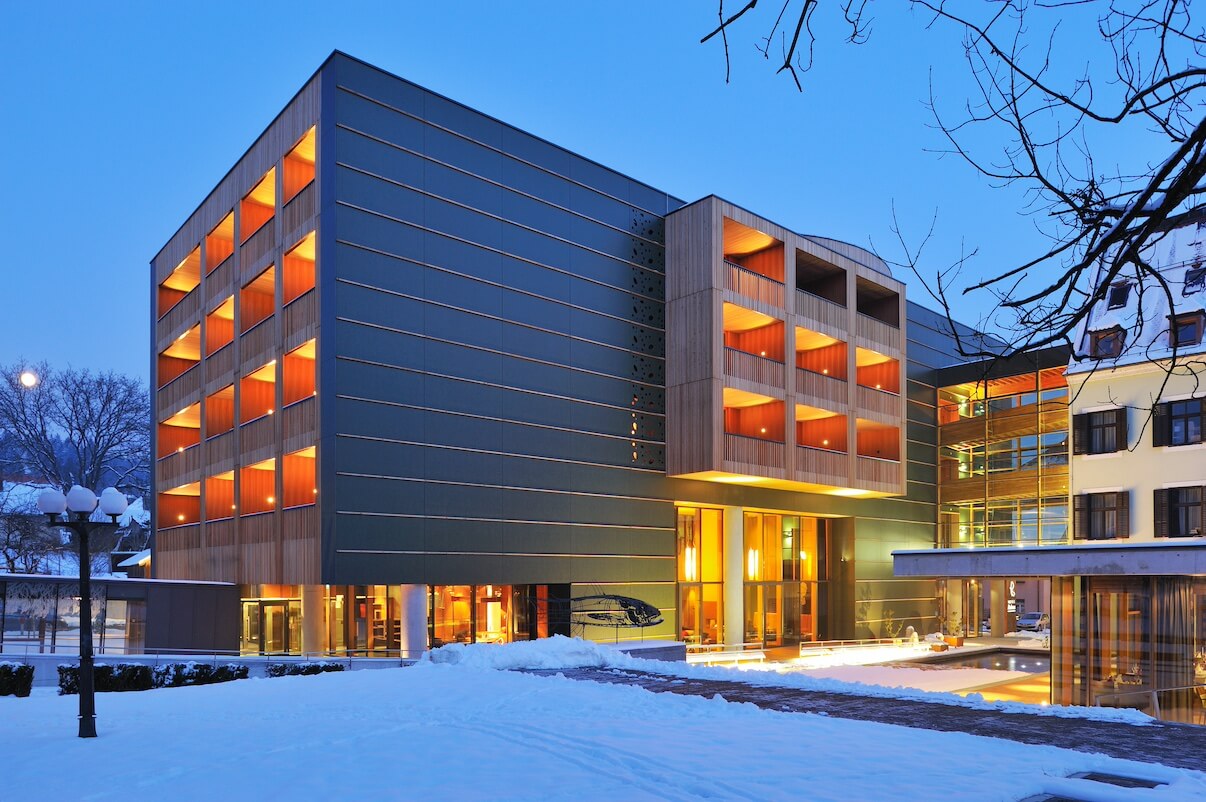 Hotel Balnea in de sneeuw.