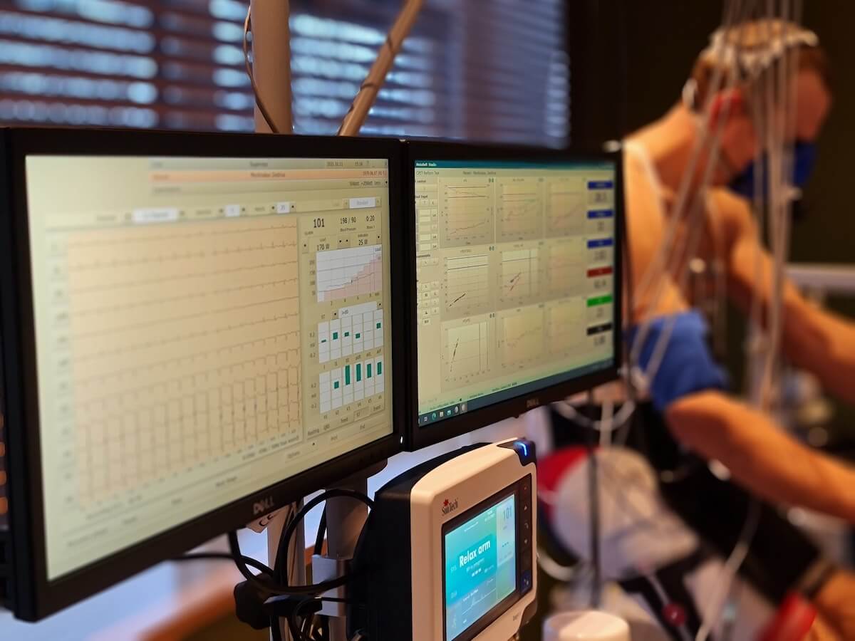 Monitoring ergometrietest in Paliesius Clinic in Litouwen.